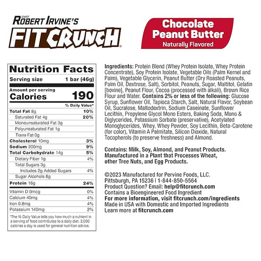 FITCRUNCH Protein Bars, Snack Size Variety Pack, Gluten Free 18 Pack