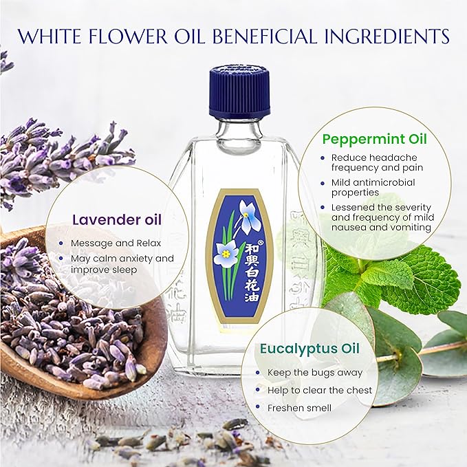 White Flower External Analgesic Balm Oil 20ml/ 0.676fl 0.676fl Oz., (1 bottle)