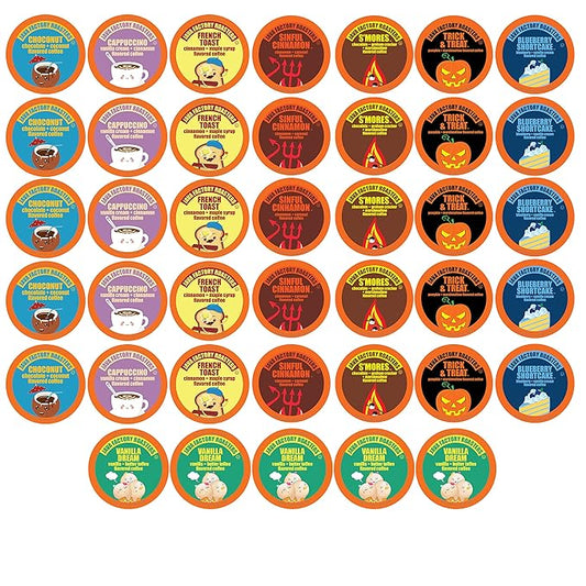 Java Factory Flavored Coffee Pods, Assorted Sampler, Variety Pack, Compatible with K Cup Brewers Including 2.0, 40 Count