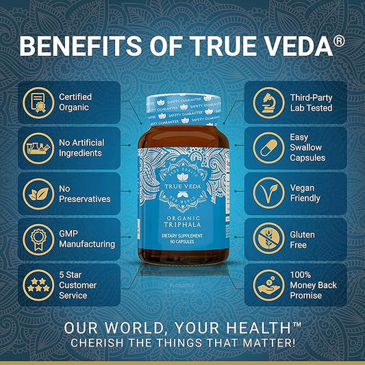 Triphala Capsules – USDA Organic Certified 100% Natural 60 Caps