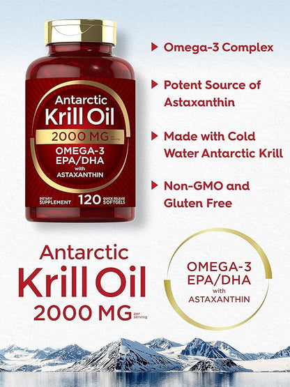 Carlyle Antarctic Krill Oil 2000 mg 120 Softgels Omega-3 EPA,
