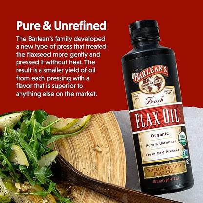 Barlean's Organic Flaxseed Oil Liquid from 7,640mg ALA 3 Fatty 8 oz