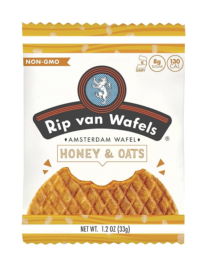 Rip Van Wafels Snack Wafels, Honey and Oats, 1.2oz, 16 Count