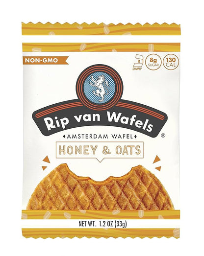 Rip Van Wafels Snack Wafels, Honey and Oats, 1.2oz, 16 Count