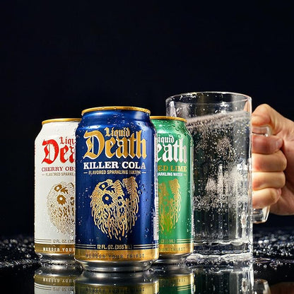 Liquid Death, Killer Cola, Soda-Flavored Sparkling Water, 12-Pack (12oz Cans), Low Calorie & No Artificial Sweeteners