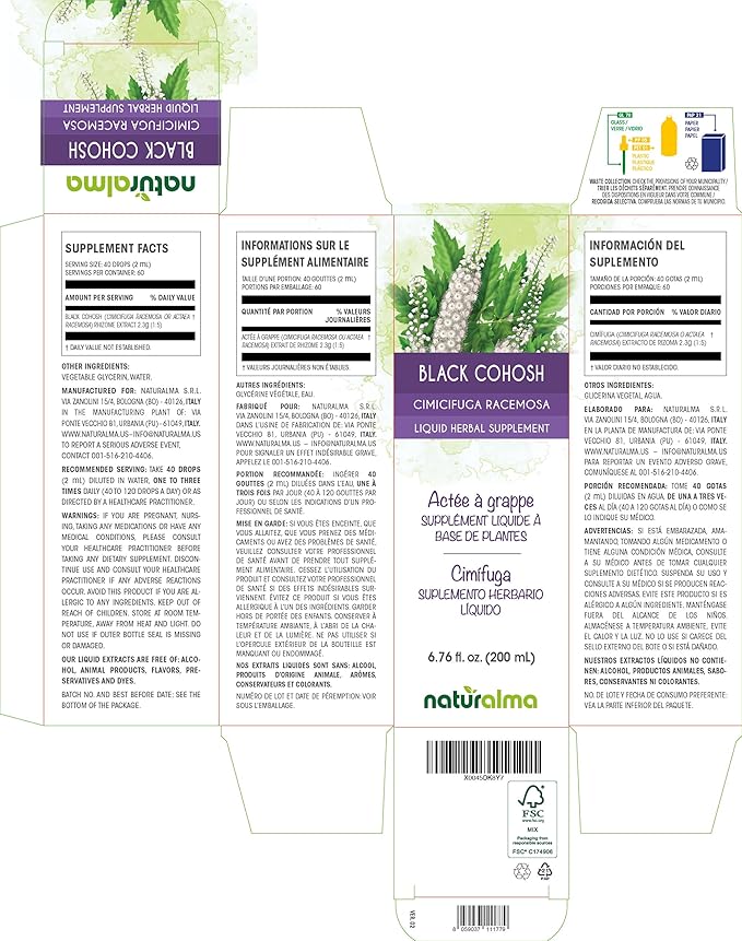Naturalma Black Cohosh (Cimicifuga racemosa or 6.76 fl