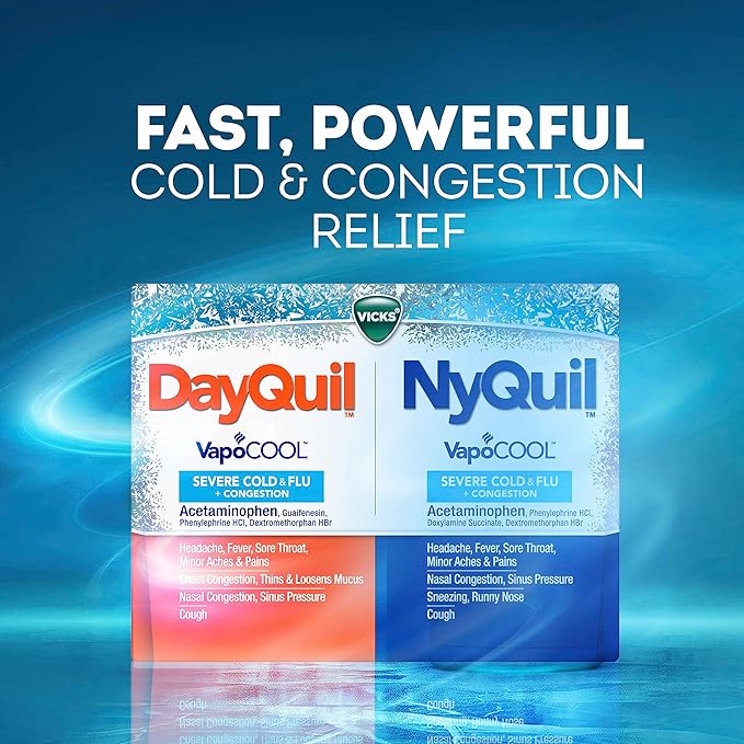 Vicks DayQuil and NyQuil VapoCOOL SEVERE 48 Count 32 DayQuil, 16 NyQuil