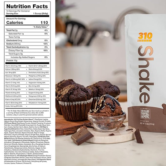 310 Nutrition – All-In-One Meal Replacement Shake - New Formula with Fiber Rich Vegan Superfood Blend - Natural Sweeteners - Low Carb Shake, Keto & Paleo Friendly - Gluten Free - 26 Essential Vitamins & Minerals - Triple Flavor Pack