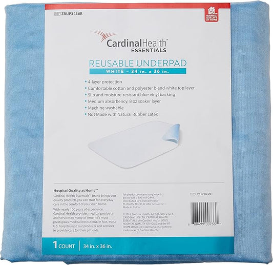 Reusable Blue and White Underpad Incontinence 34 X 36 ONE 4 Layer